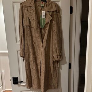 FARM Rio Beige Eyelet Trench Coat